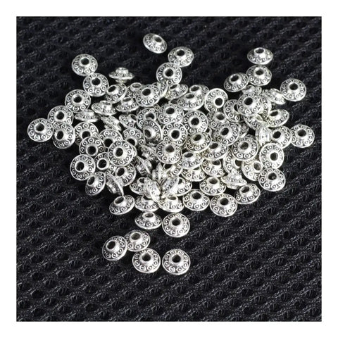 100 Pcs 6 mm Antique Silver Flying Saucer Spacer Beads European Style Metal Beads For Jewelry Making, Bracelets And Necklaces