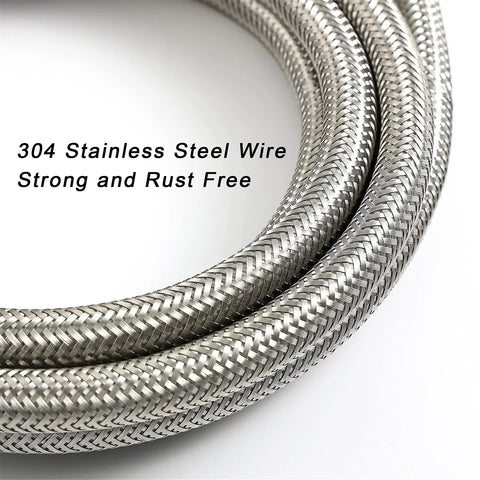 6 ft braided stainless steel ice maker water supply hose with 1/4 inch compression fittings
