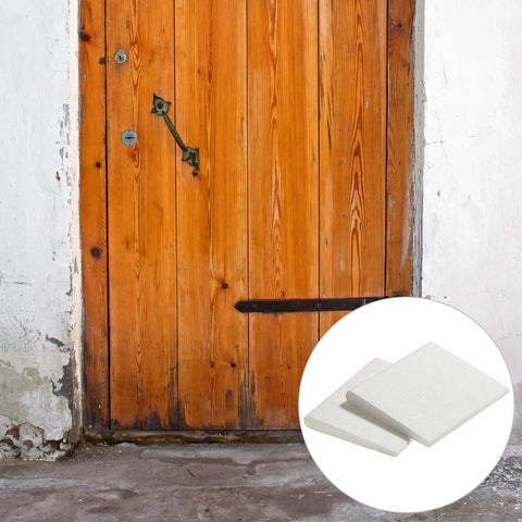 Easy Install Self Adhesive Door Corner Seals 8 Pack, Weather Stripping Draft Stopper For Doors, Foam Frame Sealing, Blocks Wind Dust Cold Air And Noise, Traditional White shown with wooden door
