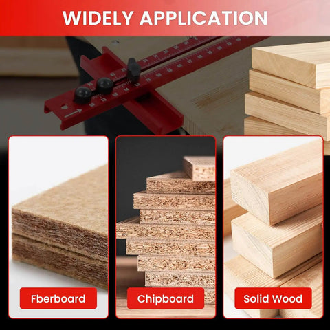 Image showing the All In One Pro Grade Router Jig For Woodworking A 4 In 1 Aluminum Circle Cutter Groove Bracket with fiberboard, chipboard, solid wood applications.