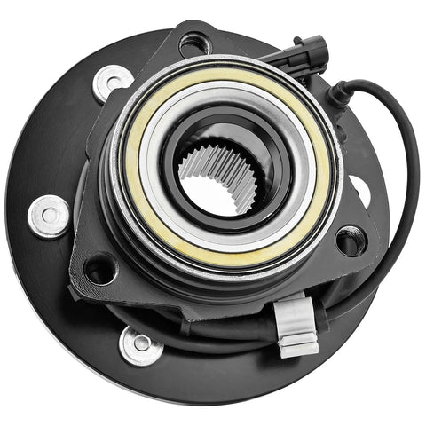 4WD Front Wheel Hub Bearing 515036 Chevy Silverado Suburban Avalanche Express 1500 Tahoe 2002 to 2006 Yukon Sierra Savana 1500 Cadillac Escalade Wheel Hub Assembly shown in close-up with visible ABS sensor and 6-bolt hub design.
