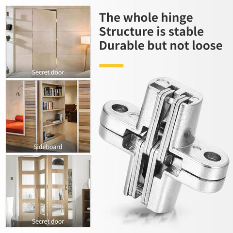 Hidden Door Hinge Set Six Pack Cross 180 Degree Concealed Stainless Steel Hinges For Cabinets And Doors