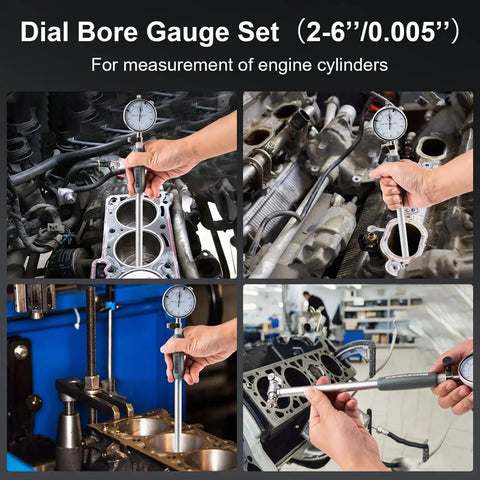 Pro Grade Bore Gauge Set 2 To 6 Inch Range With 0.001 Inch Accuracy For Engine Cylinders, Cylinder Wear And Out Of Round Measurement