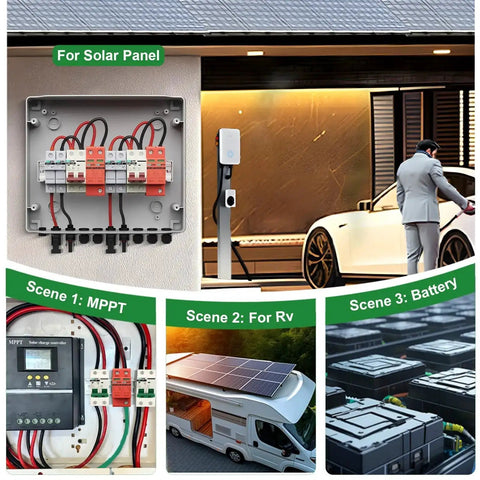 Two Pole 40KA DC Surge Protector For Solar PV And Home Lightning Protection Heavy Duty 1000V Rating 2P Arrester with setup scenes
