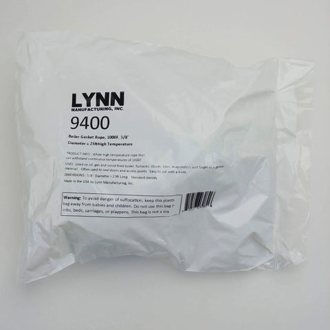 Lynn Manufacturing 9400 boiler gasket rope, white, 3/8 in diameter x 25 ft