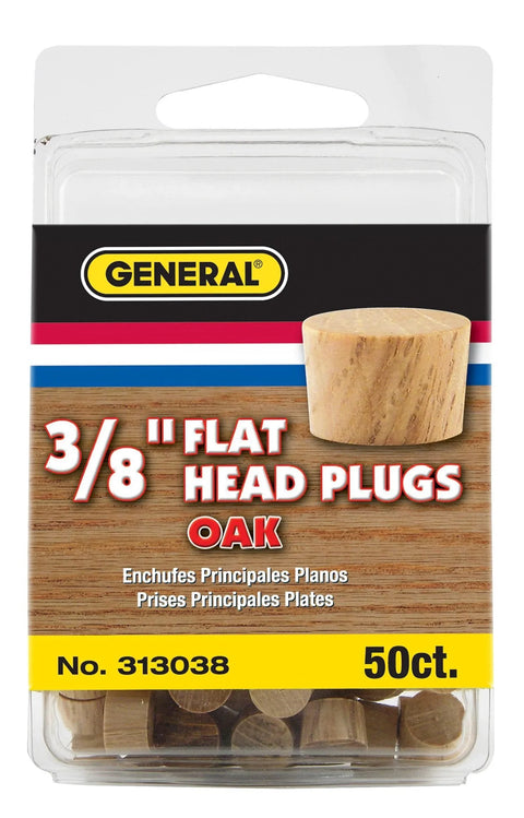 Three Eighths Inch Flat Head Wood Plugs In FSC Ethically Sourced Oak Pack Of Fifty For Filling Screw Holes With Flush Finish