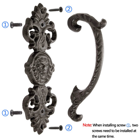 Heavy Duty 2 Pack 5.46 Inch Dark Brown Cast Iron Barn Door Handles Rustic Vintage Gate Fence Outdoor Garage Closet Cabinet Drawer Pulls