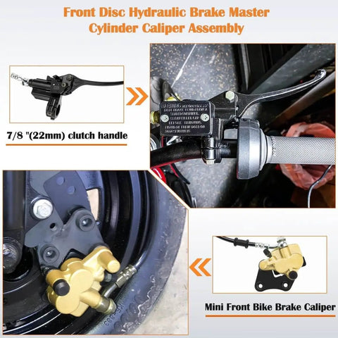 Front Hydraulic Disc Brake Master Cylinder Caliper Assembly With Pads For 50cc 70cc 90cc 110cc And 125cc Dirt Bikes Pit Bikes
