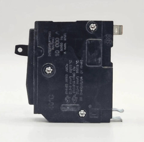 Side view of QO120 20 Amp Circuit Breaker, 1 Pole, 120 Volt, UL Listed, 10kA AIR, Plug In, Standard Type for home and commercial use.