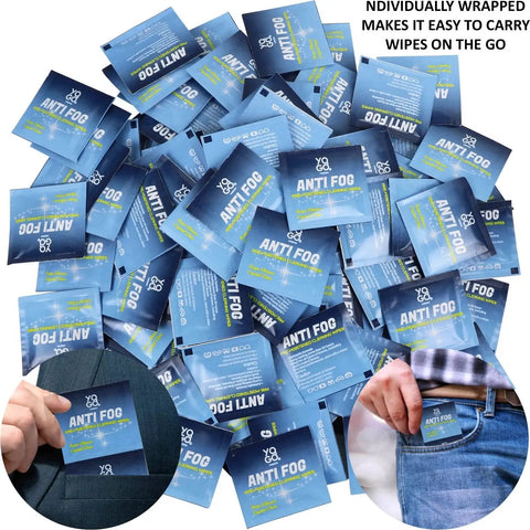 Individually wrapped Anti Fog Lens Wipes For Glasses And Face Shields Pre Moistened Wipes For Screens in pocket and hand