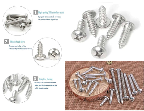 600 Piece Self Tapping Sheet Metal Screw Kit In 12 Sizes M2 M2.2 M2.6 M3 Pan Head 304 Stainless Steel Silver Finish Pro Grade displayed