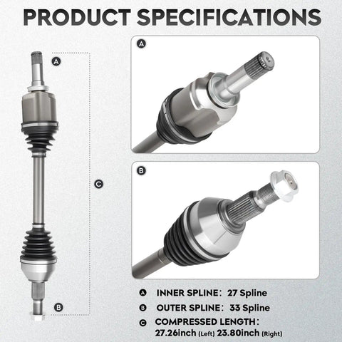 Front CV Axle Shaft Assembly Set Fits GM SUVs Traverse, Acadia, Enclave, Outlook 2007-2017 Driver And Passenger Side 2 Pack