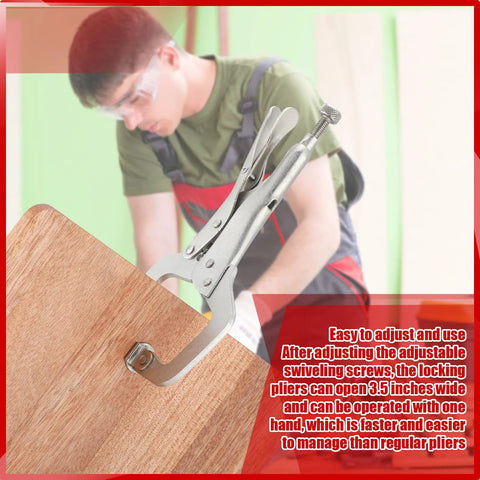 Locking C-clamp pliers, 4-inch steel adjustable welding clamp with swivel pad clamping wood