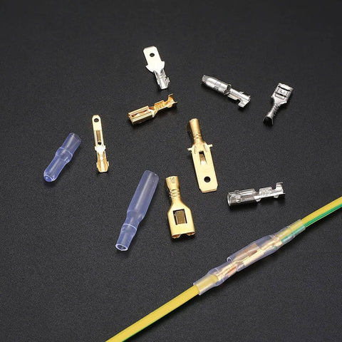 Assorted connectors from 150 Piece Quick Splice Spade Connectors Kit with Insulated Nylon Sleeves for Car Audio Wiring
