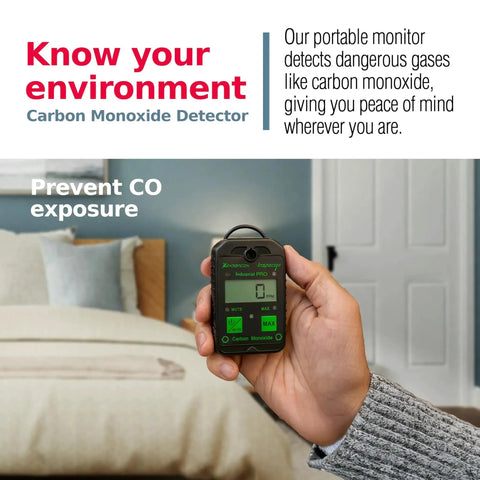 Hand holding Industrial Grade Portable Carbon Monoxide Detector With Fast Response And Intrinsically Safe Design in bedroom