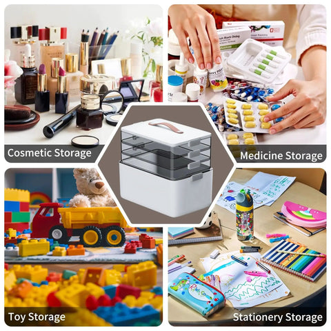 4 Tier XL Medicine Organizer With Leather Handle For Home Travel RV School And Dorm, Perfect Gift For Seniors, versatile storage use