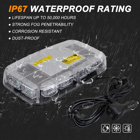 ASPL Upgraded 5 48-LED roof-top emergency strobe light bar with magnetic base, 12-24V amber/white