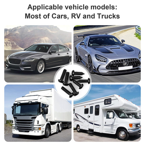 Black Anti Theft License Plate Screw Kit With M6 Tamper Proof Screws for cars, RVs, and trucks