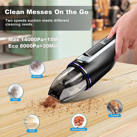 Ultra Lightweight Cordless Handheld Vacuum With Brushless Motor And 14000 Pa Boss Level Suction 1.2 Lb Weight Slim LED Light