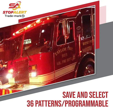Fire truck with Wig Wag 36 Pattern Wave Wagger Headlights Module For Emergency Vehicles 12 24V LED Flasher Kit in use