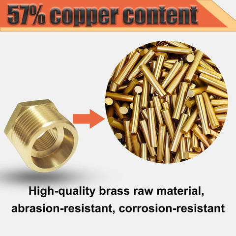Brass 3/4 Inch NPT Male To 1/4 Inch Female NPT Reducer Bushing with 57% Copper Content, Abrasion and Corrosion-Resistant