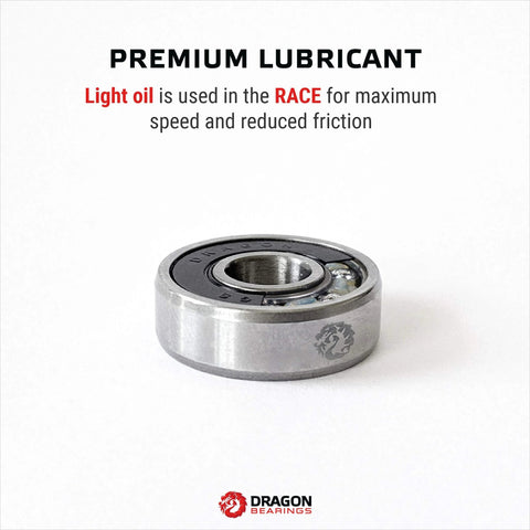 Dragon Bearings roller skate bearing, silver metal with black inner ring, single inline skate bearing