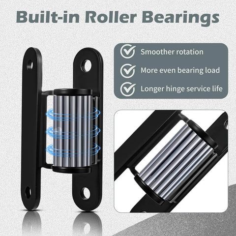 Close-up of built-in roller bearings on 2 Pack 7 Inch Heavy Duty Gate Hinges With 1100 Lbs Maximum Load 180 Degree Swing design.