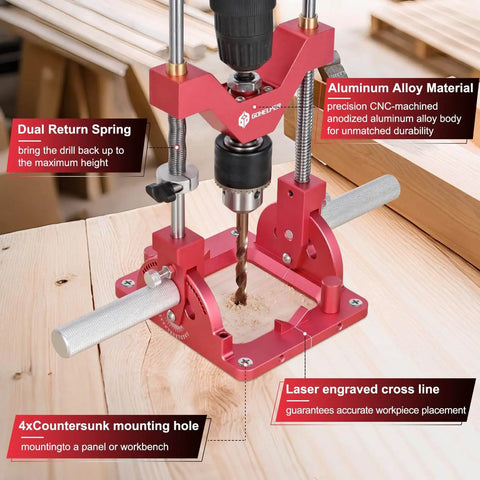 Heavy Duty Portable Drill Guide Built Tough For Straight Holes 0 To 60 Degree Angled Drilling With Hand Drill To Drill Press Adapter
