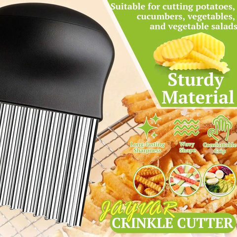 Crinkle Cutter for Potatoes and Veggies That Delivers Fun Grab-and-Go Crinkle Fries, Sharp French Fry Cutter With 304 Stainless Steel Blade