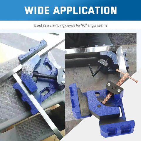 Beefy Heavy Duty Cast Iron Welding Clamp Jig With Two Axis 90 Degree Right Angle Centering Fixture for Wood Miter Projects usage