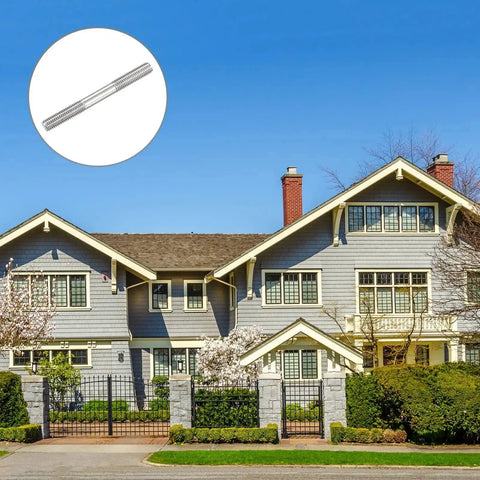 Image of a modern home with an inset showing M8 Double Ended Stud Screws 80mm 5pcs 304 Stainless Steel For Home Maintenance.