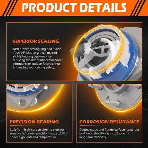 Details of Front Wheel Hub Bearing Assembly 513179 Compatible with Chevy, Buick, Cadillac, Oldsmobile, Pontiac, Saturn; NBR sealing, corrosion resistance.