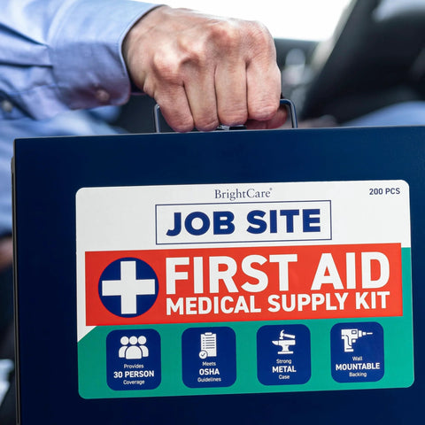 Front view of Tough As Nails Metal Case First Aid Kit For Job Sites And Contractors OSHA Compliant 200 Piece Wall Mount And Portable Kit For Trucks Fleets Renovations Industrial And Construction