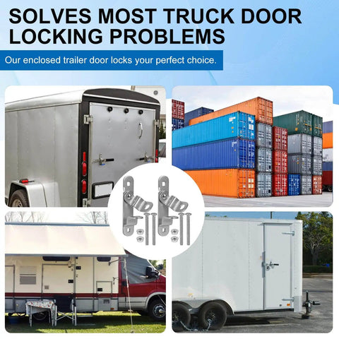 Heavy Duty Cargo Trailer Door Hasps With Buckles For Secure Enclosed Trailer Latches Durable 14 Gauge Steel Construction Anti Theft Security Includes 304 Stainless Steel Bolts And Anti Loosening Nuts installed on trailers and containers