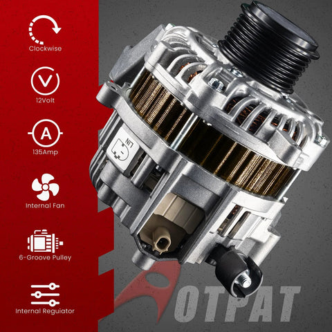 Accord 2.4L Output Alternator Replacement Fits Honda Accord 2014-2017 Sport EX EX-L LX LX-S 2.4L Automatic CVT 12V 110Amp CW Beefed-Up Replacement OE 31100-5A2-A02 close-up view showing design and features