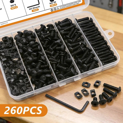 M5 T Nuts And Bolts Assortment Kit For 2020 Aluminum Extrusion Includes M5 Screws 8 To 20mm Hex Socket Fasteners T Slot Nuts