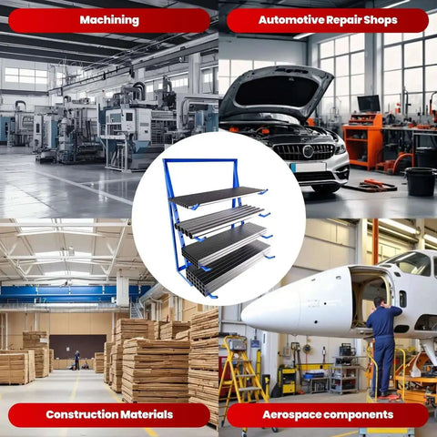 Beefy Industrial Cantilever Rack System For Heavy Duty Storage And Lumber Organization Freestanding Alloy Steel Pipe Rack With Upward Safety Hooks Garage Shed Workshop Storage 4000 LBS Capacity in various industrial settings