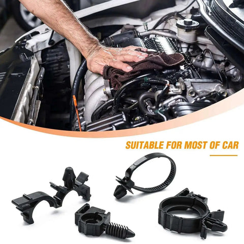 60Pcs Car Wire Loom Routing Clips Assortment In Six Sizes, Universal Wiring Harness Clip for Honda GM Mazda installation view