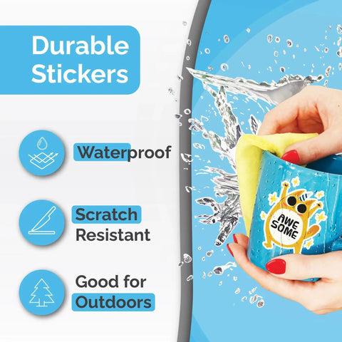 Pro Grade Printable Vinyl Sticker Paper For Inkjet And Laser Printers 56 Sheets Glossy White Self Adhesive Waterproof Paper Dries Quickly With Vivid Colors Holds Ink Well And Tear Resistant For Indoor And Outdoor Use, showing durability under water exposure.