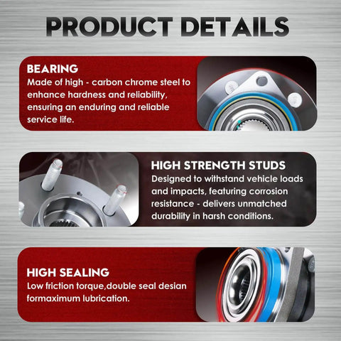 Product details of front wheel hub & bearing assembly pair (2) sealed bearing replacement fits 2000-2011 Impala, Grand Prix and more