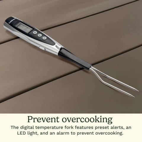 Digital temperature fork from Deluxe 20-Piece BBQ Tool Set with Stainless Steel Grilling Tools and Aluminum Case