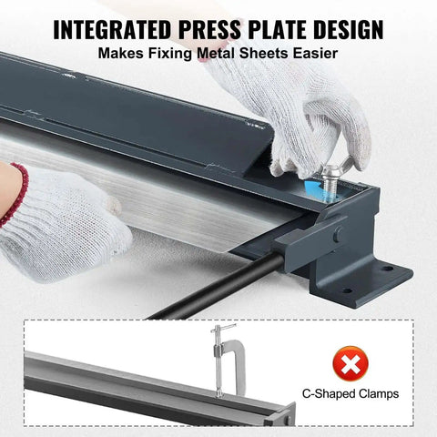 Hands adjusting 36 Inch Box And Pan Brake With Power Handle Bends 20 Gauge Steel And 14 Gauge Aluminum 0 To 130 Degree Adjustable Pro Grade.