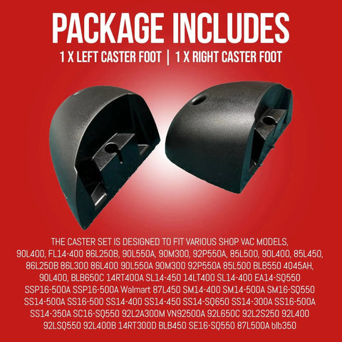 Shop Vac Caster Foot Set Replacement For A And B Models Compatible With Part Numbers 8568000 8568010 8568011 8568009