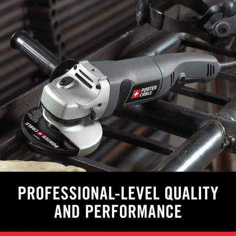 Rugged 4-1/2 Inch 7.5 Amp Angle Grinder With Cast Metal Gear Housing And Soft Grip For Smooth, Controlled Grinding On Any Jobsite Delivers Pro Grade Power With A 3-Position Side Handle From Porter-Cable PC750AG