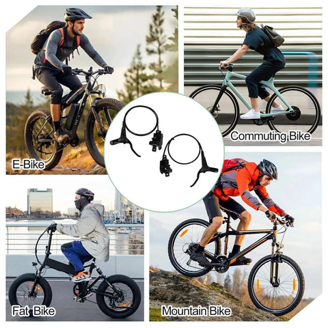 Bike hydraulic brake set for MTB; front 750mm rear 1600mm 2-piston calipers, 160mm 6-bolt rotor, aluminum lever, bracket