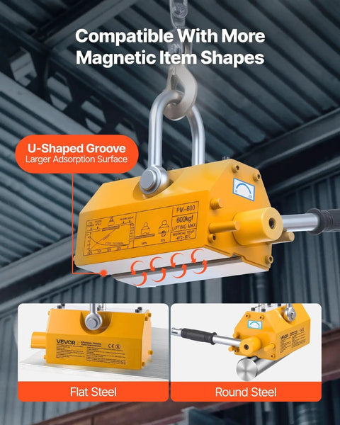 Permanent Magnetic Lifter N42 Neodymium 1320 Lb Capacity With Release Handle Steel Hook lifting steel