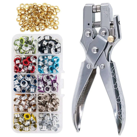 300 Sets 1/5 Inch Multi Color Metal Eyelets Grommets Kit With Hole Punch Plier And 100 Extra Gold Eyelets For Leather Canvas Fabrics Shoes
