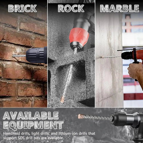 Heavy Duty SDS Plus Rotary Hammer Drill Bit One And A Half Inch By Eighteen Inch With Four Carbide Cutting Edges And Coated Head