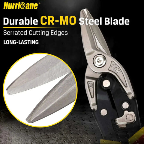 10 Inch Aviation Snips With Safety Lock And CR-MO Blades For Straight Cutting Metal Sheets Perfect For HVAC and DIY