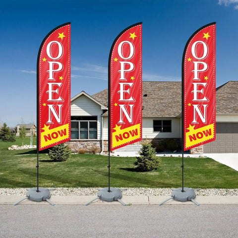 Now Open Feather Flag Pole Kit With Ground Stake Water Bag And Travel Bag Portable Outdoor Advertising Flag Banner Displayed